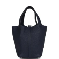 Hermes Picotin Lock 18 Bleu Nuit Clemence Palladium Hardware Hermes Picotin Lock 18 Bleu Nuit Clemence Palladium Hardware