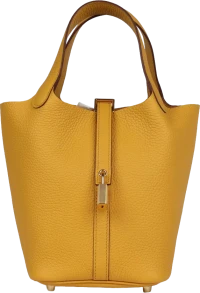 Hermes Picotin Lock 18 Jaune Ambre Clemence Gold Hardware Hermes Picotin Lock 18 Jaune Ambre Clemence Gold Hardware