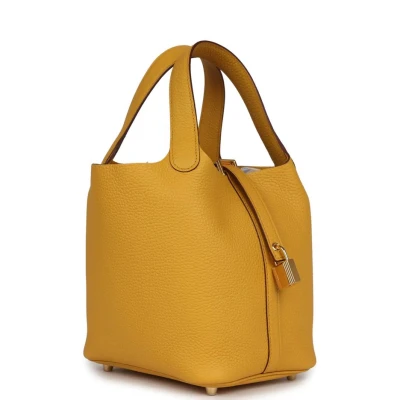 Hermes Picotin Lock 18 Jaune Ambre Clemence Gold Hardware Hermes Picotin Lock 18 Jaune Ambre Clemence Gold Hardware