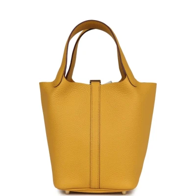 Hermes Picotin Lock 18 Jaune Ambre Clemence Gold Hardware Hermes Picotin Lock 18 Jaune Ambre Clemence Gold Hardware