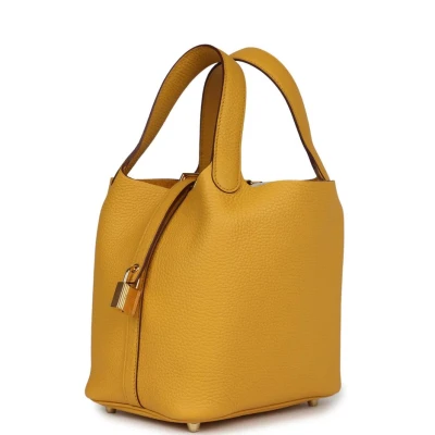 Hermes Picotin Lock 18 Jaune Ambre Clemence Gold Hardware Hermes Picotin Lock 18 Jaune Ambre Clemence Gold Hardware