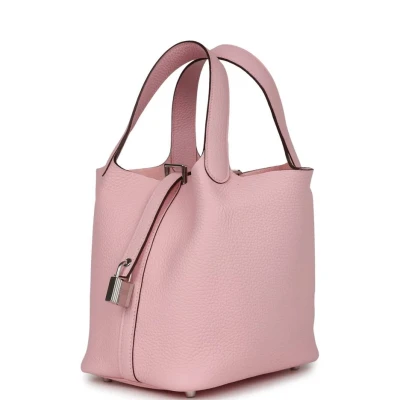 Hermes Picotin Lock 18 Rose Sakura Clemence Palladium Hardware Hermes Picotin Lock 18 Rose Sakura Clemence Palladium Hardware