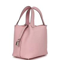 Hermes Picotin Lock 18 Rose Sakura Clemence Palladium Hardware Hermes Picotin Lock 18 Rose Sakura Clemence Palladium Hardware