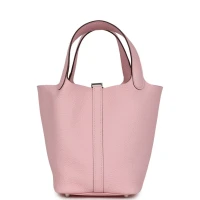 Hermes Picotin Lock 18 Rose Sakura Clemence Palladium Hardware Hermes Picotin Lock 18 Rose Sakura Clemence Palladium Hardware