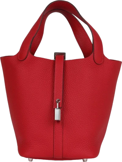 Hermes Picotin Lock 18 Vermillion Clemence Palladium Hardware Hermes Picotin Lock 18 Vermillion Clemence Palladium Hardware