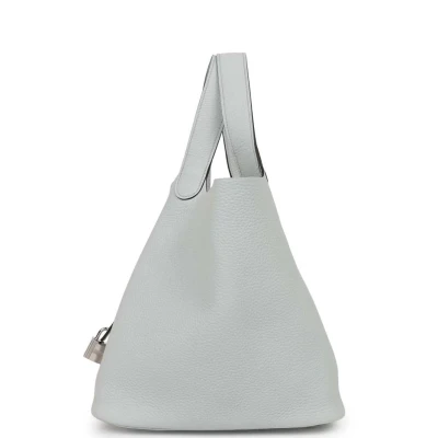 Hermes Picotin Lock 22 Bleu Pale Clemence Palladium Hardware Hermes Picotin Lock 22 Bleu Pale Clemence Palladium Hardware