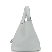 Hermes Picotin Lock 22 Bleu Pale Clemence Palladium Hardware Hermes Picotin Lock 22 Bleu Pale Clemence Palladium Hardware