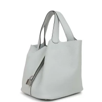 Hermes Picotin Lock 22 Bleu Pale Clemence Palladium Hardware Hermes Picotin Lock 22 Bleu Pale Clemence Palladium Hardware