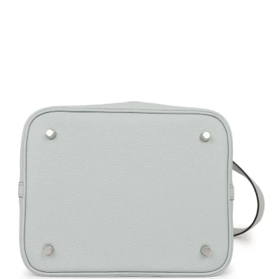 Hermes Picotin Lock 22 Bleu Pale Clemence Palladium Hardware Hermes Picotin Lock 22 Bleu Pale Clemence Palladium Hardware