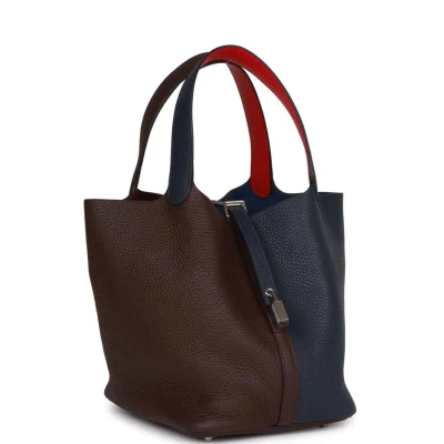 Hermes Picotin Lock 22 Casaque Bleu Nuit, Framboise and Rouge Sellier Clemence Palladium Hardware Hermes Picotin Lock 22 Casaque Bleu Nuit, Framboise and Rouge Sellier Clemence Palladium Hardware