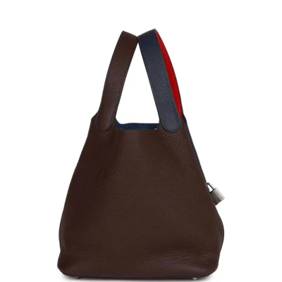 Hermes Picotin Lock 22 Casaque Bleu Nuit, Framboise and Rouge Sellier Clemence Palladium Hardware Hermes Picotin Lock 22 Casaque Bleu Nuit, Framboise and Rouge Sellier Clemence Palladium Hardware