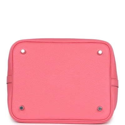Hermes Picotin Lock 22 Rose Azalee Clemence Palladium Hardware