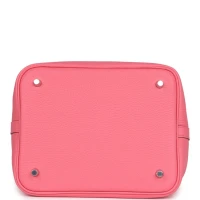 Hermes Picotin Lock 22 Rose Azalee Clemence Palladium Hardware