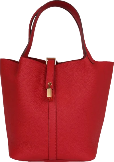 Hermes Picotin Lock 22 Vermillion Clemence Gold Hardware Hermes Picotin Lock 22 Vermillion Clemence Gold Hardware
