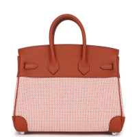 Hermes Quadrille Birkin 25 Sanguine Swift and Toile Palladium Hardware Hermes Quadrille Birkin 25 Sanguine Swift and Toile Palladium Hardware