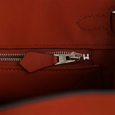 Hermes Quadrille Birkin 25 Sanguine Swift and Toile Palladium Hardware Hermes Quadrille Birkin 25 Sanguine Swift and Toile Palladium Hardware