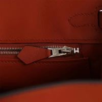 Hermes Quadrille Birkin 25 Sanguine Swift and Toile Palladium Hardware Hermes Quadrille Birkin 25 Sanguine Swift and Toile Palladium Hardware