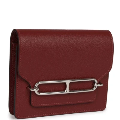 Hermes Roulis Slim Wallet Bi-Color Rouge H/Rose Azalee Evercolor Palladium Hardware Hermes Roulis Slim Wallet Bi-Color Rouge H/Rose Azalee Evercolor Palladium Hardware