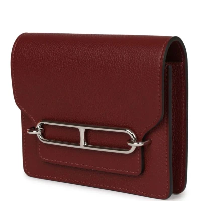 Hermes Roulis Slim Wallet Bi-Color Rouge H/Rose Azalee Evercolor Palladium Hardware Hermes Roulis Slim Wallet Bi-Color Rouge H/Rose Azalee Evercolor Palladium Hardware
