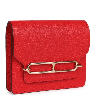 Hermes Roulis Slim Wallet Rouge de Coeur Chevre Gold Hardware Hermes Roulis Slim Wallet Rouge de Coeur Chevre Gold Hardware