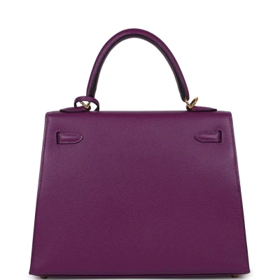 Hermes Sellier Kelly 25 Anemone Epsom Gold Hardware