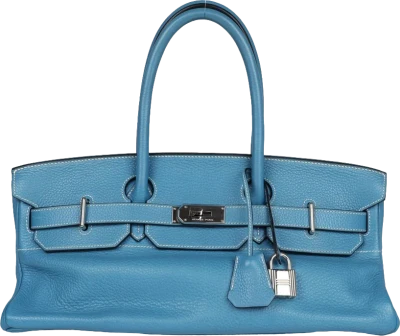 Hermes Shoulder Birkin 42 JPG Blue Jean Clemence Palladium Hardware Hermes Shoulder Birkin 42 JPG Blue Jean Clemence Palladium Hardware