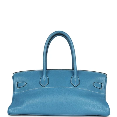 Hermes Shoulder Birkin 42 JPG Blue Jean Clemence Palladium Hardware Hermes Shoulder Birkin 42 JPG Blue Jean Clemence Palladium Hardware