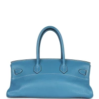 Hermes Shoulder Birkin 42 JPG Blue Jean Clemence Palladium Hardware Hermes Shoulder Birkin 42 JPG Blue Jean Clemence Palladium Hardware