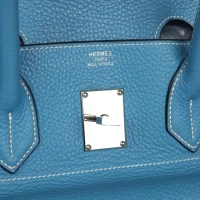 Hermes Shoulder Birkin 42 JPG Blue Jean Clemence Palladium Hardware Hermes Shoulder Birkin 42 JPG Blue Jean Clemence Palladium Hardware