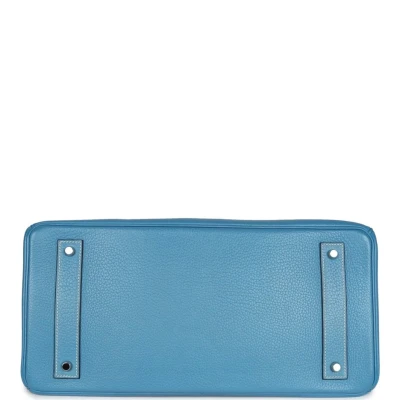 Hermes Shoulder Birkin 42 JPG Blue Jean Clemence Palladium Hardware Hermes Shoulder Birkin 42 JPG Blue Jean Clemence Palladium Hardware