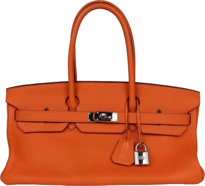 Hermes Shoulder Birkin 42 JPG Orange H Clemence Palladium Hardware Hermes Shoulder Birkin 42 JPG Orange H Clemence Palladium Hardware