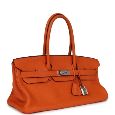 Hermes Shoulder Birkin 42 JPG Orange H Clemence Palladium Hardware Hermes Shoulder Birkin 42 JPG Orange H Clemence Palladium Hardware