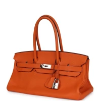Hermes Shoulder Birkin 42 JPG Orange H Clemence Palladium Hardware Hermes Shoulder Birkin 42 JPG Orange H Clemence Palladium Hardware