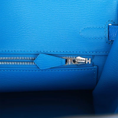 Hermes Special Order (HSS) Birkin 25 Bleu Hydra and Bleu Saphir Chèvre Brushed Palladium Hardware