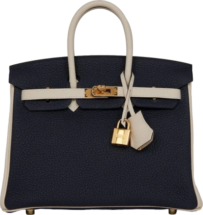 Hermes Special Order (HSS) Birkin 25 Bleu Nuit and Craie Togo Gold Hardware Hermes Special Order (HSS) Birkin 25 Bleu Nuit and Craie Togo Gold Hardware
