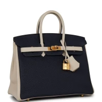 Hermes Special Order (HSS) Birkin 25 Bleu Nuit and Craie Togo Gold Hardware Hermes Special Order (HSS) Birkin 25 Bleu Nuit and Craie Togo Gold Hardware