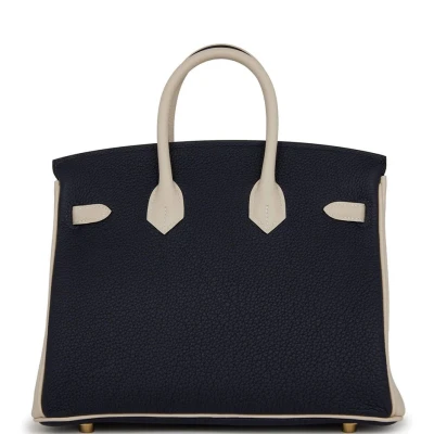 Hermes Special Order (HSS) Birkin 25 Bleu Nuit and Craie Togo Gold Hardware Hermes Special Order (HSS) Birkin 25 Bleu Nuit and Craie Togo Gold Hardware