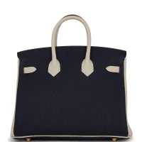 Hermes Special Order (HSS) Birkin 25 Bleu Nuit and Craie Togo Gold Hardware Hermes Special Order (HSS) Birkin 25 Bleu Nuit and Craie Togo Gold Hardware