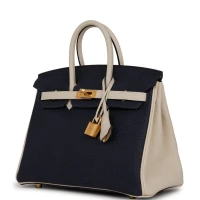 Hermes Special Order (HSS) Birkin 25 Bleu Nuit and Craie Togo Gold Hardware Hermes Special Order (HSS) Birkin 25 Bleu Nuit and Craie Togo Gold Hardware
