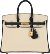 Hermes Special Order (HSS) Birkin 25 Craie and Black Togo Brushed Gold Hardware Hermes Special Order (HSS) Birkin 25 Craie and Black Togo Brushed Gold Hardware