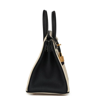 Hermes Special Order (HSS) Birkin 25 Craie and Black Togo Brushed Gold Hardware Hermes Special Order (HSS) Birkin 25 Craie and Black Togo Brushed Gold Hardware