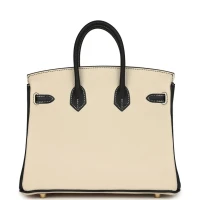 Hermes Special Order (HSS) Birkin 25 Craie and Black Togo Brushed Gold Hardware Hermes Special Order (HSS) Birkin 25 Craie and Black Togo Brushed Gold Hardware