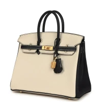 Hermes Special Order (HSS) Birkin 25 Craie and Black Togo Brushed Gold Hardware Hermes Special Order (HSS) Birkin 25 Craie and Black Togo Brushed Gold Hardware
