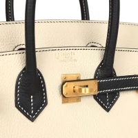 Hermes Special Order (HSS) Birkin 25 Craie and Black Togo Brushed Gold Hardware Hermes Special Order (HSS) Birkin 25 Craie and Black Togo Brushed Gold Hardware