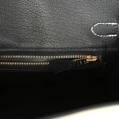 Hermes Special Order (HSS) Birkin 25 Craie and Black Togo Brushed Gold Hardware Hermes Special Order (HSS) Birkin 25 Craie and Black Togo Brushed Gold Hardware