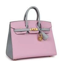 Hermes Special Order (HSS) Birkin 25 Mauve Sylvestre and Bleu Glacier Epsom Brushed Gold Hardware Hermes Special Order (HSS) Birkin 25 Mauve Sylvestre and Bleu Glacier Epsom Brushed Gold Hardware