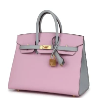 Hermes Special Order (HSS) Birkin 25 Mauve Sylvestre and Bleu Glacier Epsom Brushed Gold Hardware Hermes Special Order (HSS) Birkin 25 Mauve Sylvestre and Bleu Glacier Epsom Brushed Gold Hardware