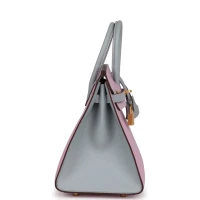 Hermes Special Order (HSS) Birkin 25 Mauve Sylvestre and Bleu Glacier Epsom Brushed Gold Hardware Hermes Special Order (HSS) Birkin 25 Mauve Sylvestre and Bleu Glacier Epsom Brushed Gold Hardware