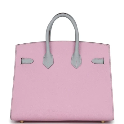 Hermes Special Order (HSS) Birkin 25 Mauve Sylvestre and Bleu Glacier Epsom Brushed Gold Hardware Hermes Special Order (HSS) Birkin 25 Mauve Sylvestre and Bleu Glacier Epsom Brushed Gold Hardware