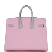 Hermes Special Order (HSS) Birkin 25 Mauve Sylvestre and Bleu Glacier Epsom Brushed Gold Hardware Hermes Special Order (HSS) Birkin 25 Mauve Sylvestre and Bleu Glacier Epsom Brushed Gold Hardware